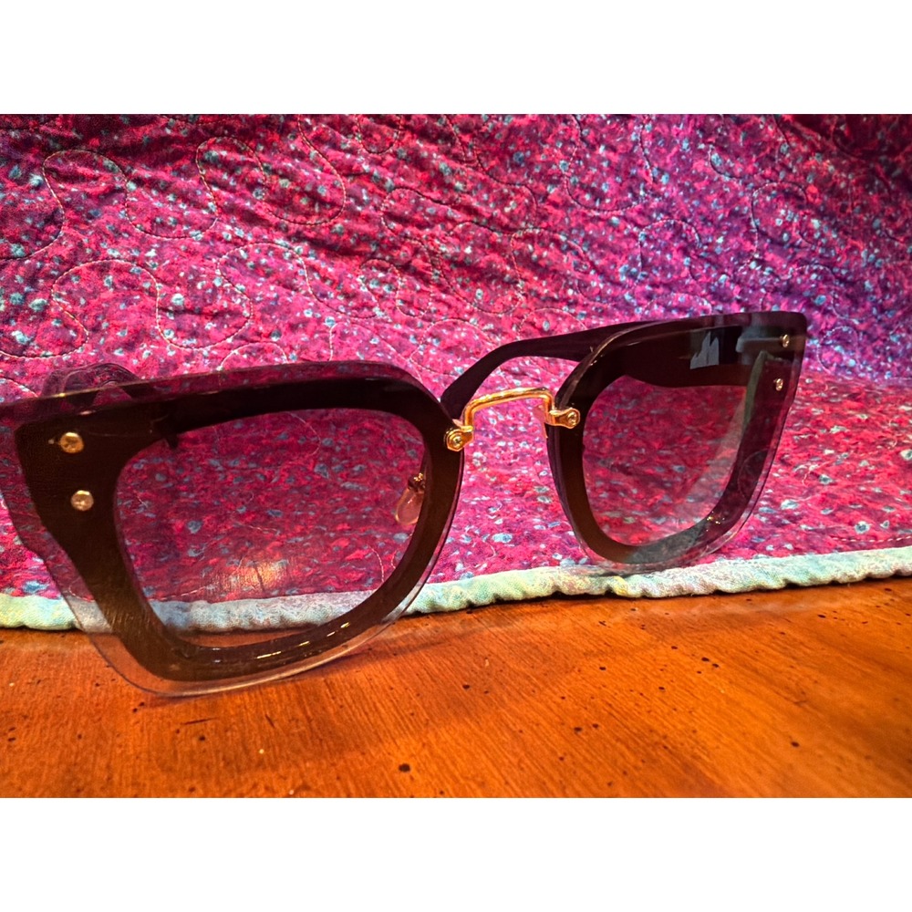 Eye Tribe Oversized Square Sunglasses Black Clear Gold 17112 Office Siren